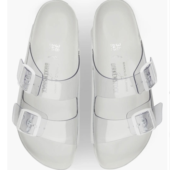 NIB $470 BIRKENSTOCK X MANOLO BLAHNIK Arizona Slide Sandal in size 41 EU! - Picture 2 of 16